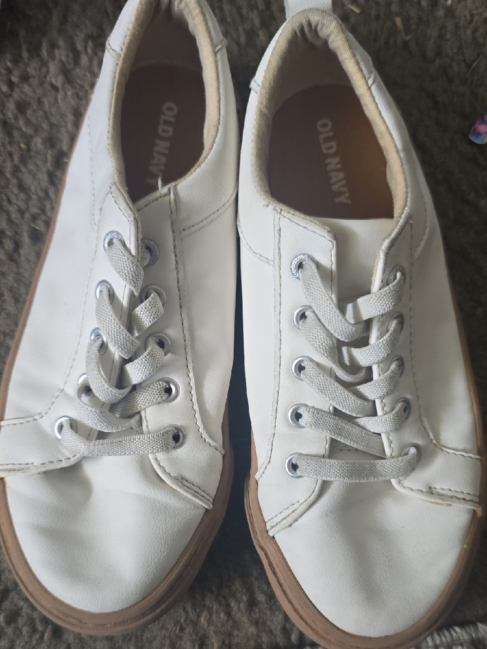 Old Navy White Sneakers with Tan Soles